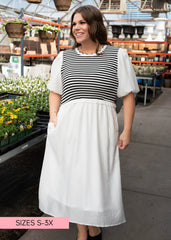 Annika White Striped Dress