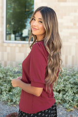 Hailee Basic Burgundy Top
