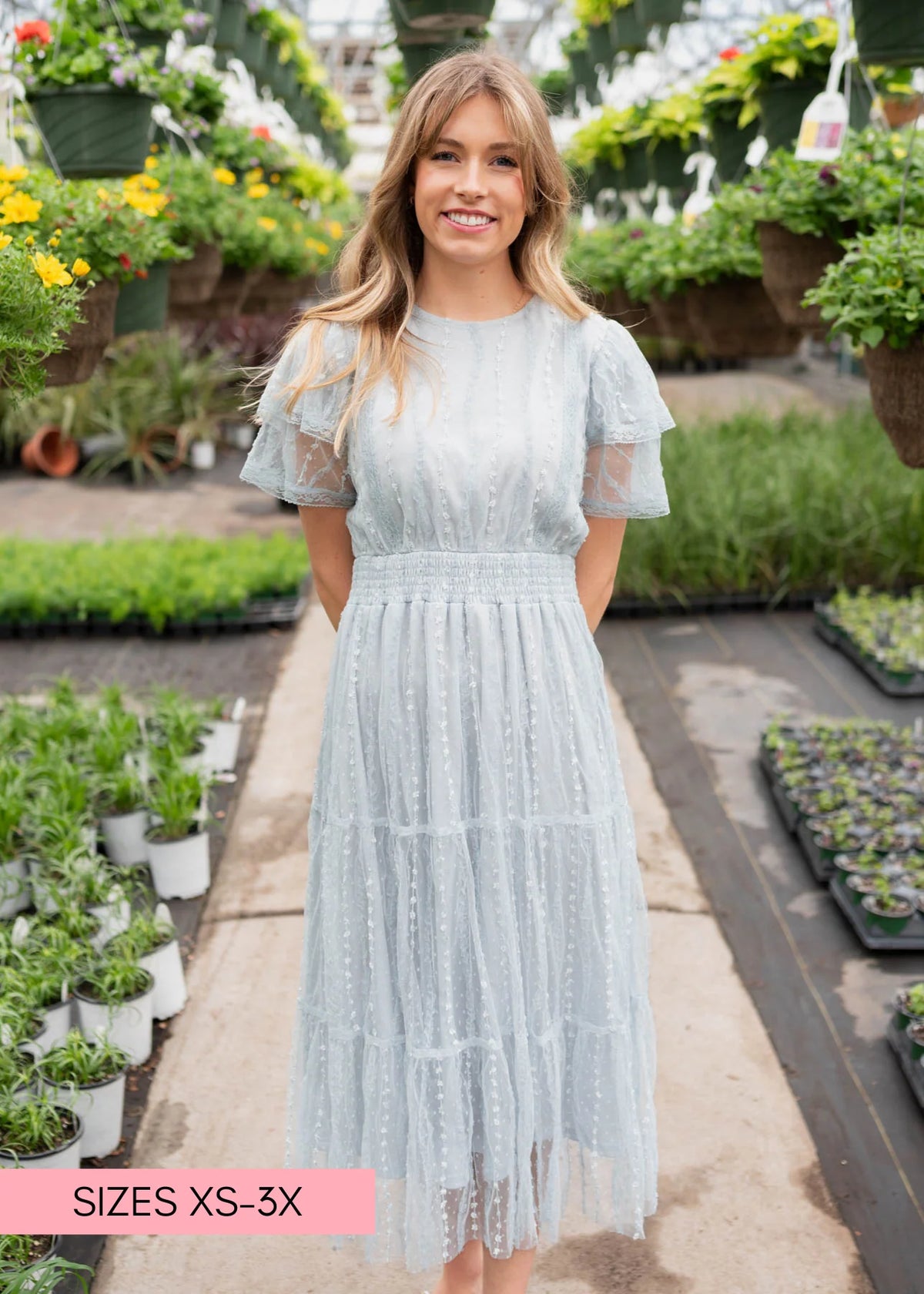 Sarah Dusty Blue Lace Dress