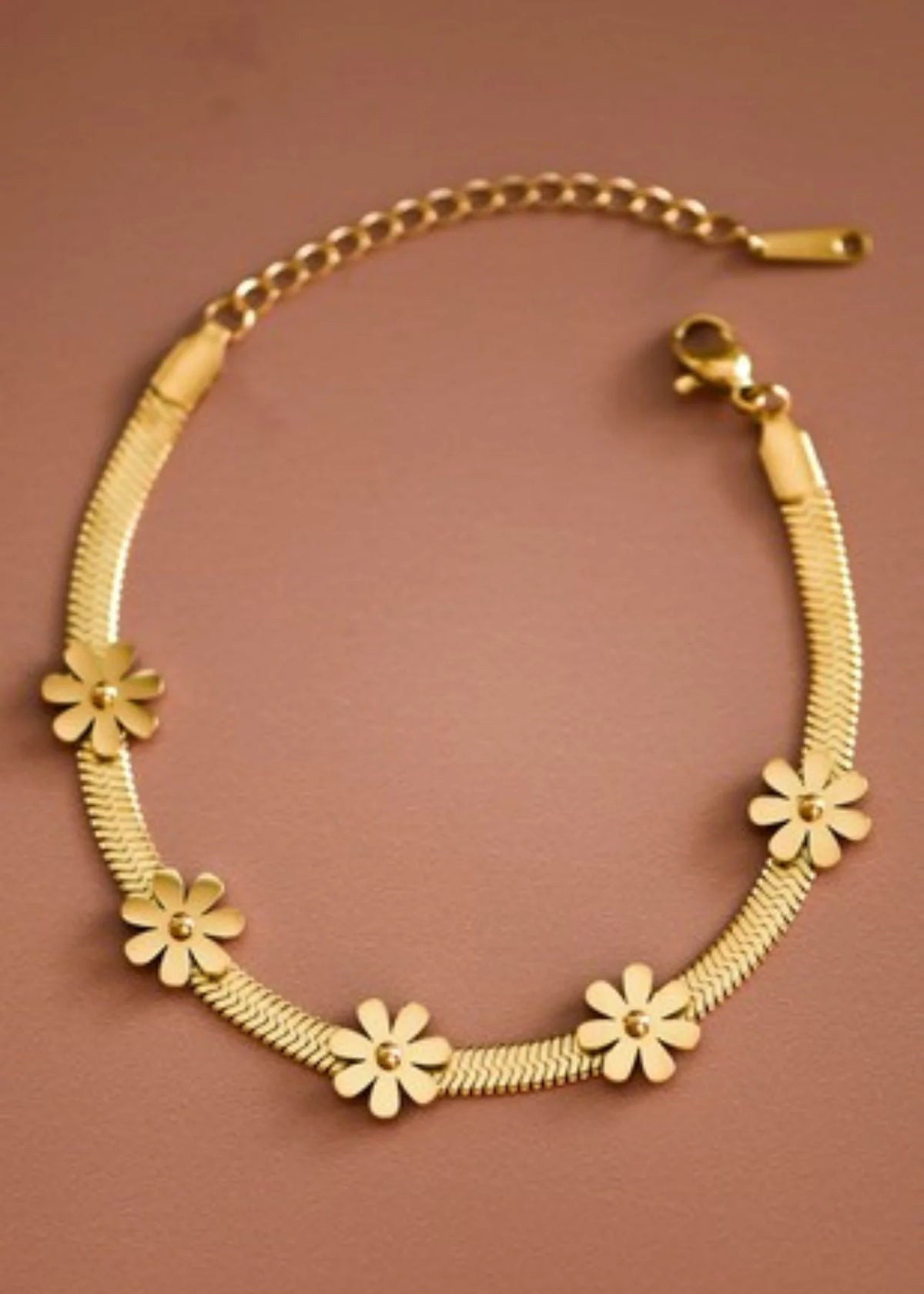 Athena Gold Flower Chain Bracelet