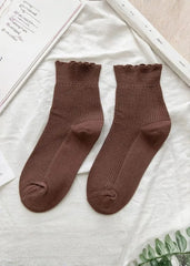 Samara Coffee Ruffle Socks