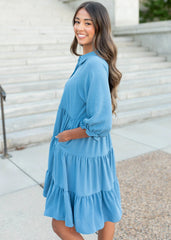 Ava Blue Tiered Dress