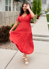 Rosemary Red Smock Waist Dress