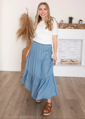 Lila Chambray Tiered Skirt