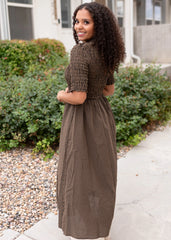 Mira Brown Gingham Dress