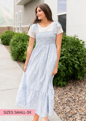 Indiana Blue Embroidered Dress