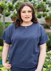 Lillian Navy Knit Top