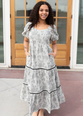 Halle Grey Floral Dress