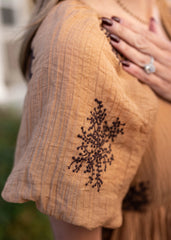 Jacie Tan Embroidered Dress