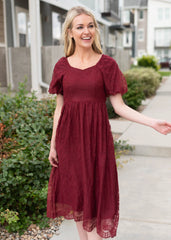 Misty Wine Lace Dress