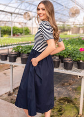 Colette Navy Striped Dress