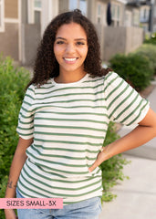 Marly Green Striped Top