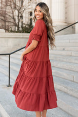 Janessa Tiered Rust Dress
