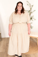 Lizzie Taupe Gingham Dress