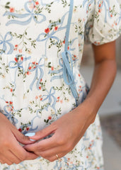 Elsie White Ribbon Pattern Dress