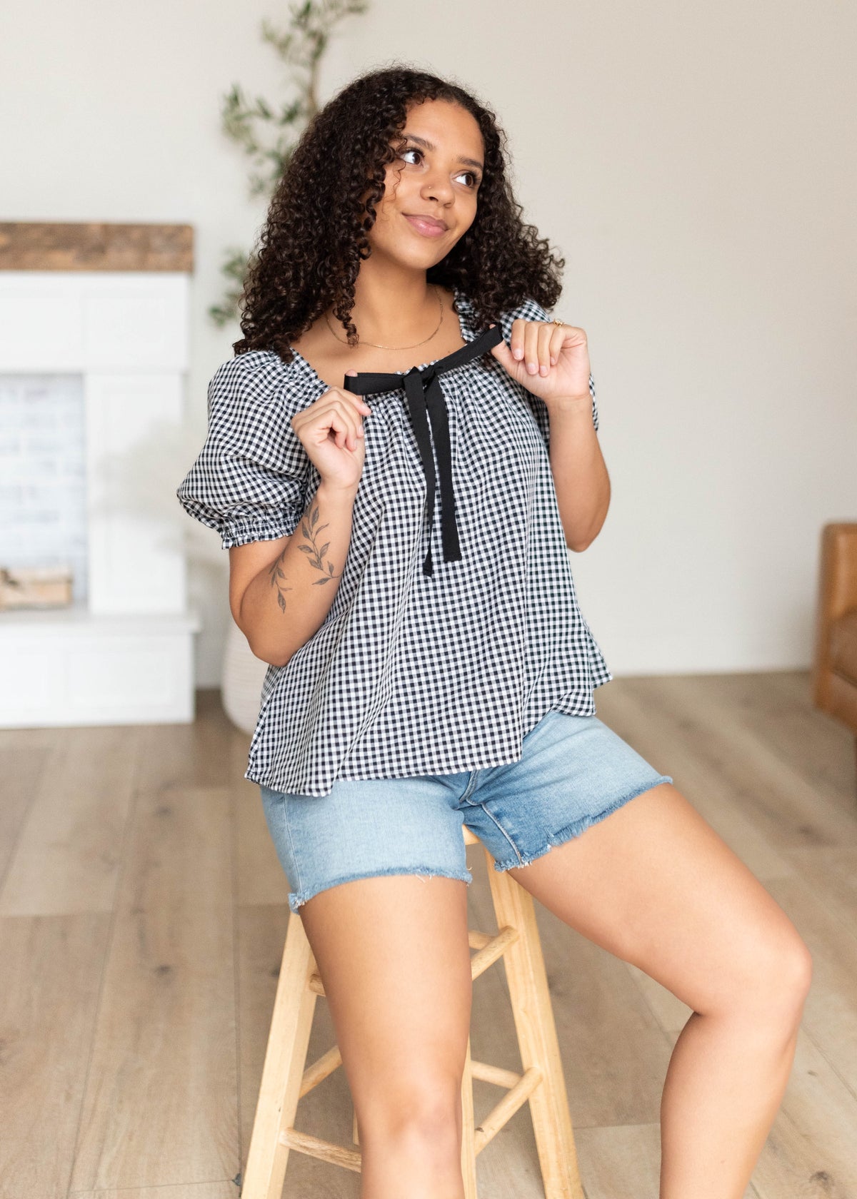 Rosalia Gingham Babydoll Top
