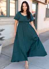 Elena Green Smocked Dress