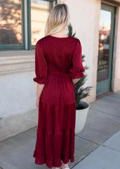 Charlotte Wine Smocked Dress