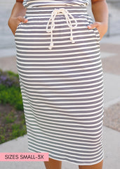 Kailey Black Striped Jersey Skirt