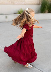 Charlotte Wine Smocked Little Girl Dress
