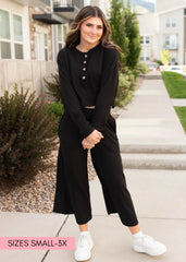 Marion Black Textured Pants