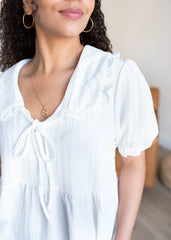 Jadah White Collar Top