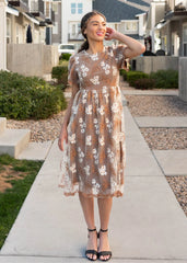 Lola Brown Embroidered Dress