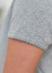 Blaire Grey Scallop Top