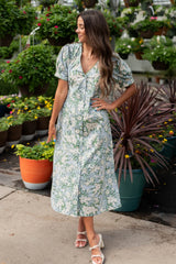 Alani Blue Floral Button Down Dress