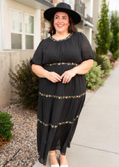 Courtney Black Embroidered Dress