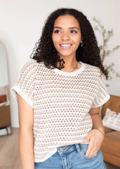 Cammie Khaki Crochet Knit Sweater