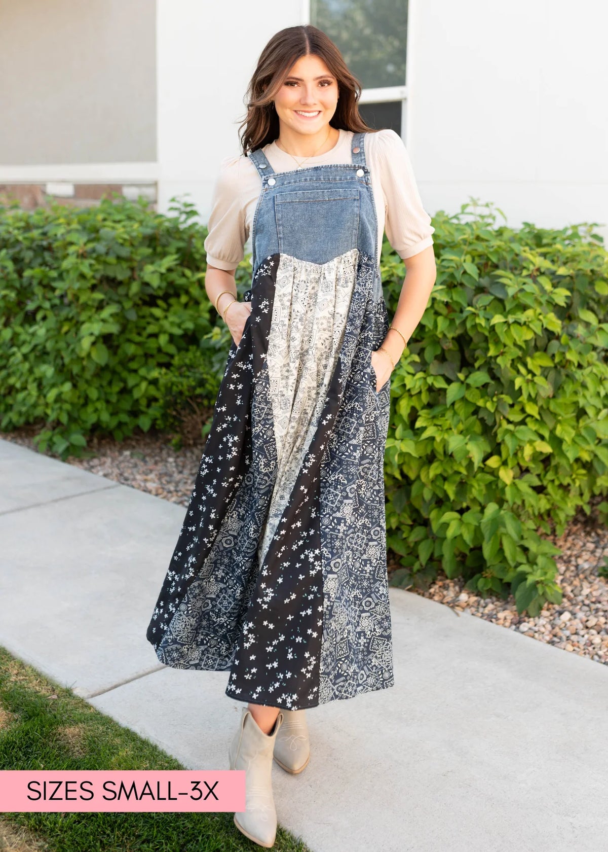 Jo Denim Patchwork Overall Dress