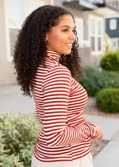 Kate Rust Striped Turtle Neck Top