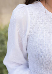 Elana White Smocked Dress