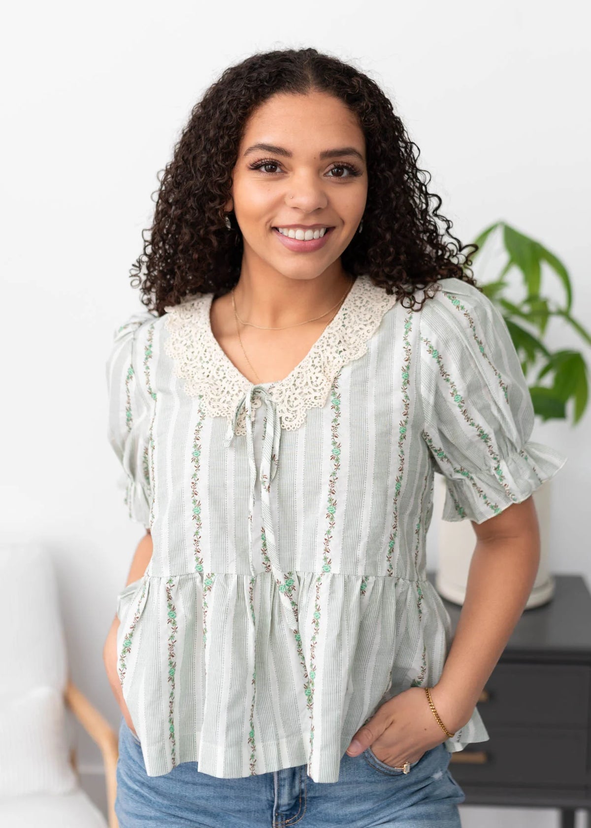 Opal Green Lace Top