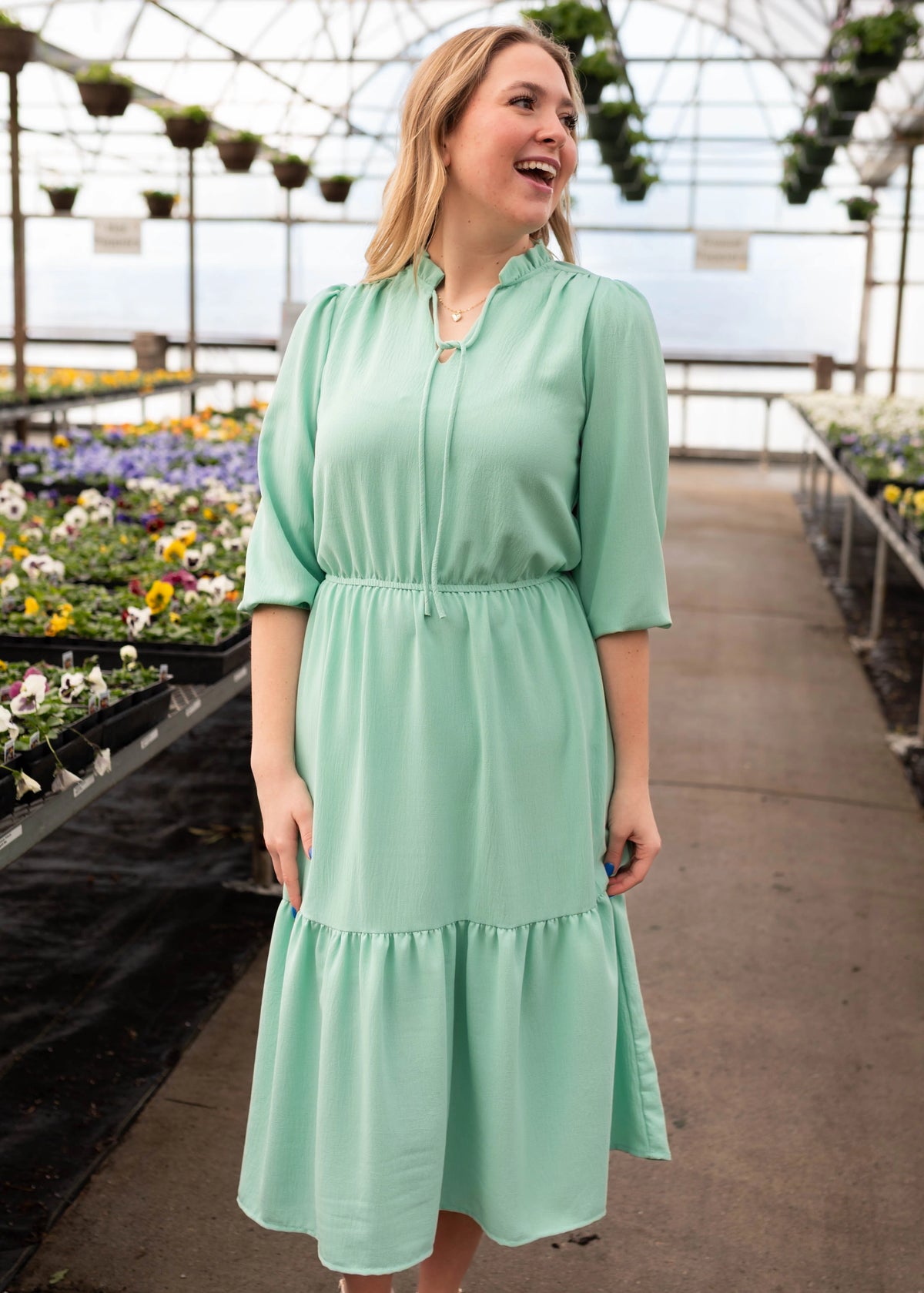 Ada Mint Tiered Dress