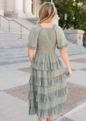 Korin Sage Ruffle Tiered Dress
