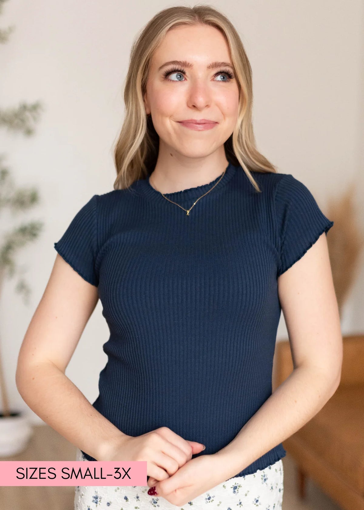 Braelynn Navy Cap Sleeve Top