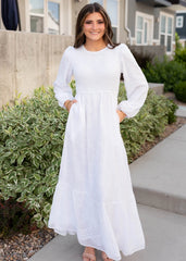 Elana White Smocked Dress