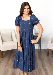Analynne Navy Embroidered Floral Dress