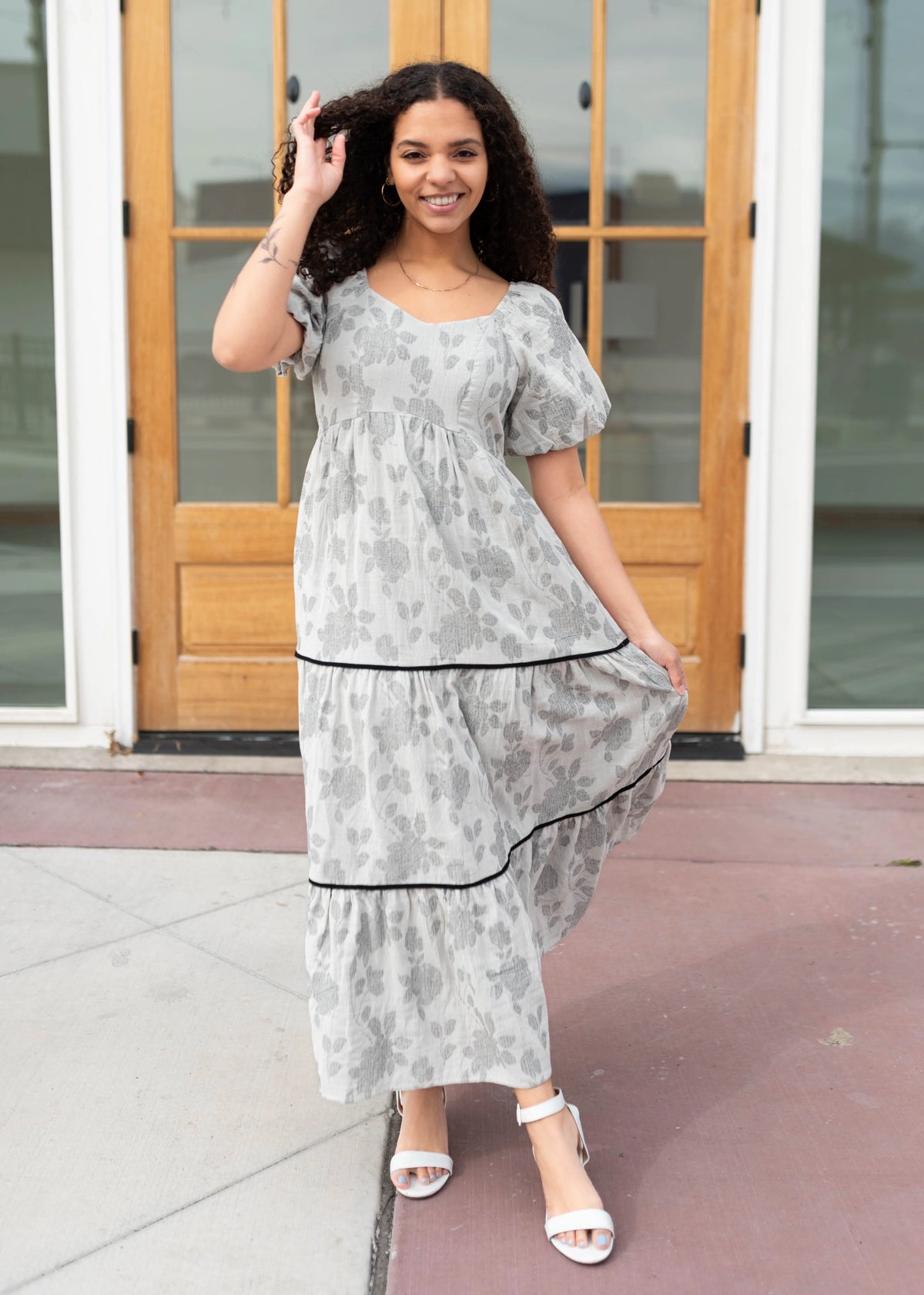 Halle Grey Floral Dress