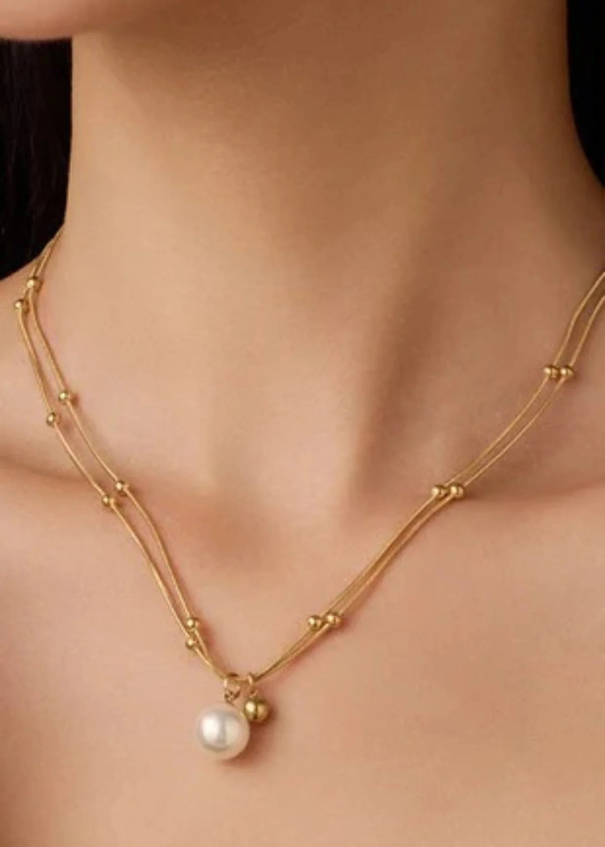 Marcie Gold Pearl Chain Necklace