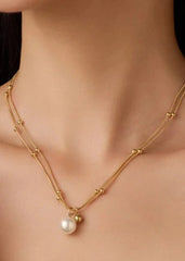 Marcie Gold Pearl Chain Necklace