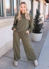 Emilie Olive Textured Pullover