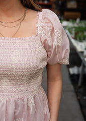 Roselyn Pink Smocked Dress
