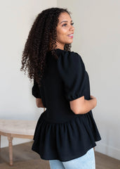 Sirena Black Tiered Blouse