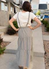 Lane Charcoal Striped Overall Dress