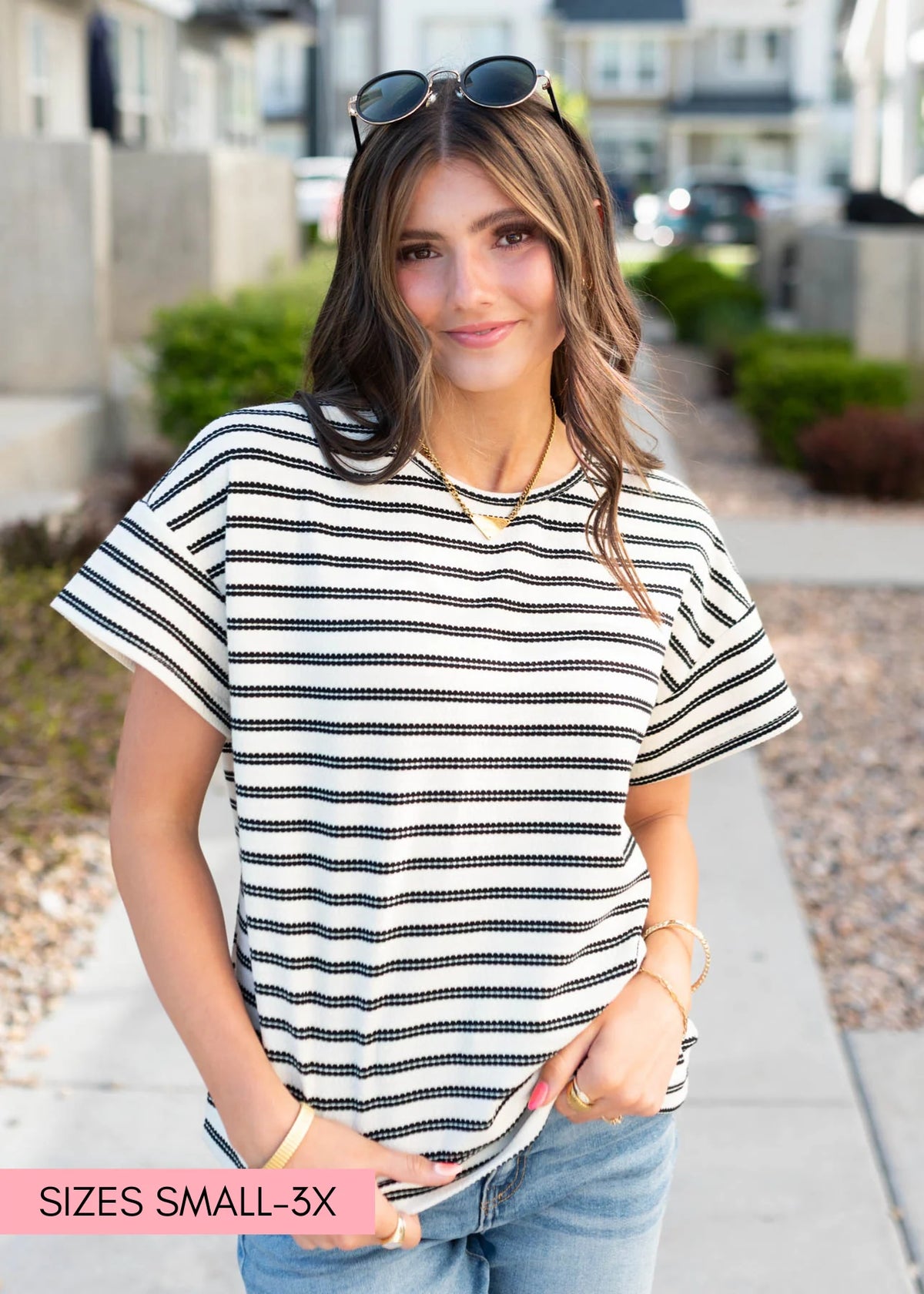 Eleni Black Striped Top