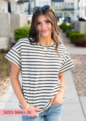 Eleni Black Striped Top