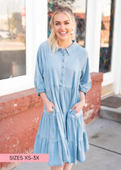 Anna Chambray Tiered Dress
